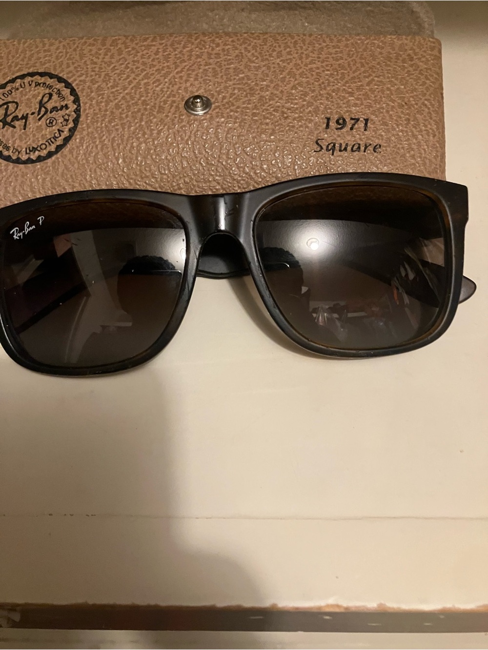 Ray-Ban Black Frame Sunglasses with Gradient Brown Lenses
